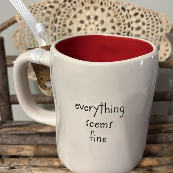 NWT! PEANUTS X RAE DUNN EVERYTHING SEEMS FINE CHARLIE BROWN DOUBLE-SIDED MUG - Picture 4 of 12